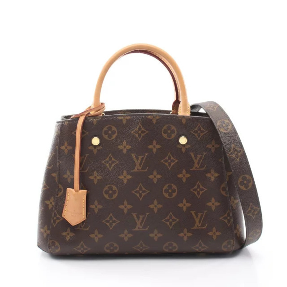 Louis Vuitton Montaigne Monogram Handbag Canvas Leather Brown